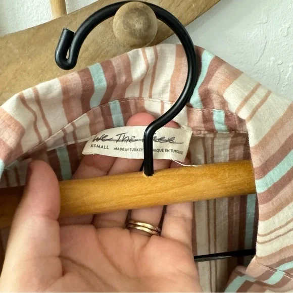 We the free free people Poolside striped oversized button front lounge shirt xs - Picture 6 of 9